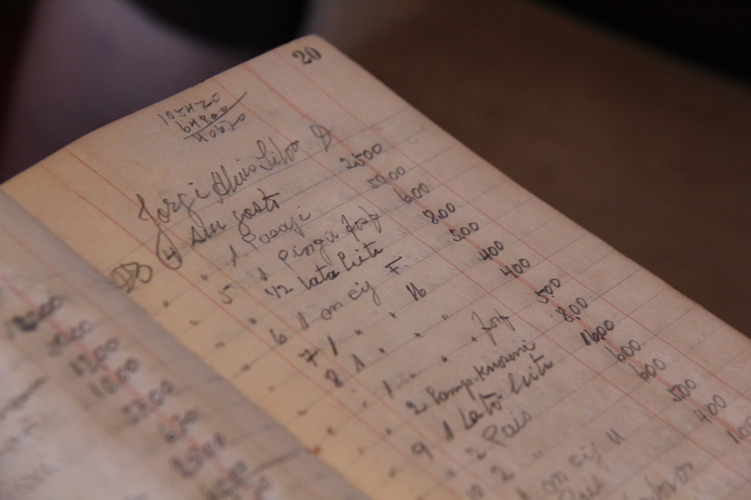 Caderneta em que o baiano anotava todas as despesas dos peões (Foto: Amauri Martineli)