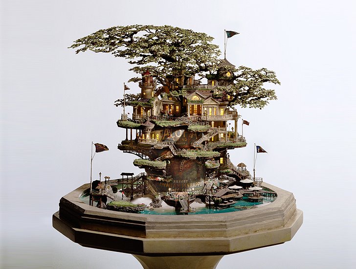 O artista japonês Takanori Aiba e sua ultra criatividade ao criar cenários em bonsai com referências da natureza, urbanismo e também da cultura pop. (Acesse: tokyogoodidea.com)